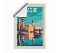 Postcard from Prague Vintage Unframed Wall Art Print A4 (29.7×21cm), Wall Decor for Living Room, Bedroom, Office & Home, Art Gift