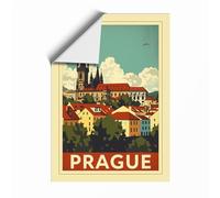 Postcard from Prague Vintage Unframed Wall Art Print A4 (29.7×21cm), Wall Decor for Living Room, Bedroom, Office & Home, Art Gift
