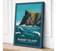 Postcard from Ramsey Island Canvas Wall Art Print 18x12 Inch (46 x 30 cm)