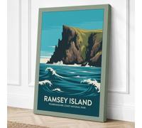Postcard from Ramsey Island Canvas Wall Art Print 18x12 Inch (46 x 30 cm)
