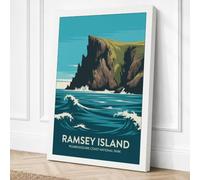 Postcard from Ramsey Island Canvas Wall Art Print 36x24 Inch (91 x 61 cm)