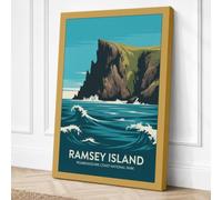 Postcard from Ramsey Island Canvas Wall Art Print 36x24 Inch (91 x 61 cm)