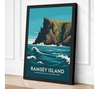 Postcard from Ramsey Island Canvas Wall Art Print 36x24 Inch (91 x 61 cm)