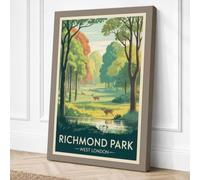Postcard from Richmond Park Canvas Wall Art Print 36x24 Inch