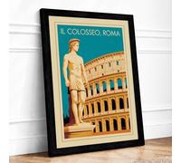 Postcard from Roma Vintage Framed Wall Art Print A3 (42×29.7cm) Black, Wall Decor for Living Room, Bedroom, Office & Home, Ready to Hang, Art Gift