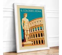 Postcard from Roma Vintage Framed Wall Art Print A3 (42×29.7cm) White, Wall Decor for Living Room, Bedroom, Office & Home, Ready to Hang, Art Gift