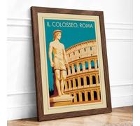 Postcard from Roma Vintage Framed Wall Art Print A4 (29.7×21cm) Walnut, Wall Decor for Living Room, Bedroom, Office & Home, Ready to Hang, Art Gift