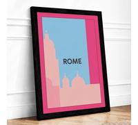 Postcard from Rome Modern Framed Wall Art Print A1 (84.1×59.4cm) Black, Wall Decor for Living Room, Bedroom, Office & Home, Ready to Hang, Art Gift