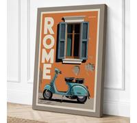 Postcard from Rome Retro Canvas Wall Art Print 36x24 Inch