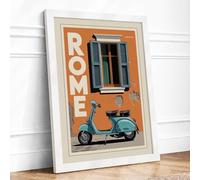 Postcard from Rome Retro Framed Wall Art Print A2 (59.4×42cm) White, Wall Decor for Living Room, Bedroom, Office & Home, Ready to Hang, Art Gift