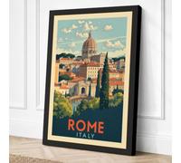 Postcard from Rome Vintage Canvas Wall Art Print 30x20 Inch