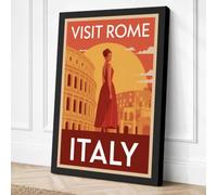 Postcard from Rome Vintage Canvas Wall Art Print 30x20 Inch