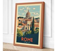 Postcard from Rome Vintage Canvas Wall Art Print 36x24 Inch