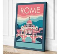 Postcard from Rome Vintage Canvas Wall Art Print 36x24 Inch