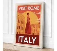Postcard from Rome Vintage Canvas Wall Art Print 36x24 Inch