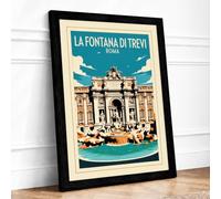 Postcard from Rome Vintage Framed Wall Art Print A1 (84.1×59.4cm) Black, Wall Decor for Living Room, Bedroom, Office & Home, Ready to Hang, Art Gift