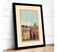 Postcard from Rome Vintage Framed Wall Art Print A2 (59.4×42cm) Black, Wall Decor for Living Room, Bedroom, Office & Home, Ready to Hang, Art Gift