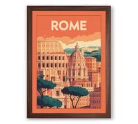 Postcard from Rome Vintage Framed Wall Art Print A2 (59.4×42cm) Walnut, Wall Decor for Living Room, Bedroom, Office & Home, Ready to Hang, Art Gift