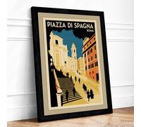 Postcard from Rome Vintage Framed Wall Art Print A3 (42×29.7cm) Black, Wall Decor for Living Room, Bedroom, Office & Home, Ready to Hang, Art Gift