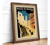 Postcard from Rome Vintage Framed Wall Art Print A3 (42×29.7cm) Walnut, Wall Decor for Living Room, Bedroom, Office & Home, Ready to Hang, Art Gift