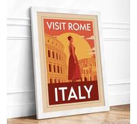 Postcard from Rome Vintage Framed Wall Art Print A4 (29.7×21cm) White, Wall Decor for Living Room, Bedroom, Office & Home, Ready to Hang, Art Gift
