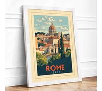 Postcard from Rome Vintage Framed Wall Art Print A4 (29.7×21cm) White, Wall Decor for Living Room, Bedroom, Office & Home, Ready to Hang, Art Gift