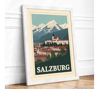 Postcard from Salzburg Vintage Framed Wall Art Print A3 White