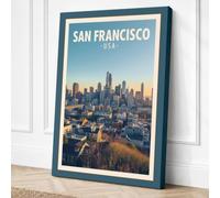 Postcard from San Francisco Canvas Wall Art Print 30x20 Inch