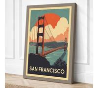 Postcard from San Francisco Canvas Wall Art Print 36x24 Inch