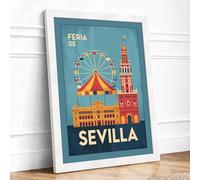 Postcard from Seville Vintage Framed Wall Art Print A3 White