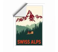 Postcard from Swiss Alps Vintage Unframed Wall Art Print A3 (42×29.7cm), Wall Decor for Living Room, Bedroom, Office & Home, Art Gift