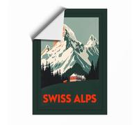 Postcard from Swiss Alps Vintage Unframed Wall Art Print A4 (29.7×21cm), Wall Decor for Living Room, Bedroom, Office & Home, Art Gift