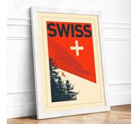 Postcard from Switzerland Vintage Framed Wall Art Print A4 (29.7×21cm) White, Wall Decor for Living Room, Bedroom, Office & Home, Ready to Hang, Art Gift