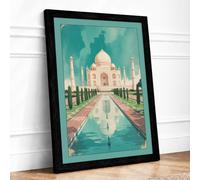 Postcard from Taj Mahal Vintage Framed Wall Art Print A2 (59.4×42cm)