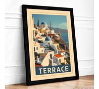 Postcard from Terrace Vintage Framed Wall Art Print A4 (29.7×21cm) Black, Wall Decor for Living Room, Bedroom, Office & Home, Ready to Hang, Art Gift