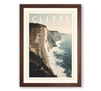 Postcard from the Cliffs Vintage Framed Wall Art Print A1 (84.1×59.4cm) Walnut, Wall Decor for Living Room, Bedroom, Office & Home, Ready to Hang, Art Gift
