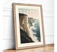 Postcard from the Cliffs Vintage Framed Wall Art Print A1 Oak