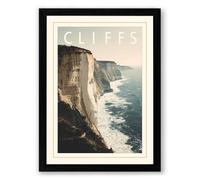 Postcard from the Cliffs Vintage Framed Wall Art Print A2 (59.4×42cm) Black, Wall Decor for Living Room, Bedroom, Office & Home, Ready to Hang, Art Gift