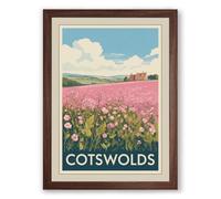 Postcard from the Cotswolds Vintage Framed Wall Art Print A3 (42×29.7cm) Walnut, Wall Decor for Living Room, Bedroom, Office & Home, Ready to Hang, Art Gift