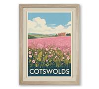 Postcard from the Cotswolds Vintage Framed Wall Art Print A4 (29.7×21cm) Oak, Wall Decor for Living Room, Bedroom, Office & Home, Ready to Hang, Art Gift