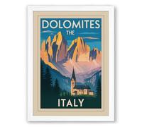 Postcard from the Dolomites Vintage Framed Wall Art Print A1 (84.1×59.4cm) White, Wall Decor for Living Room, Bedroom, Office & Home, Ready to Hang, Art Gift
