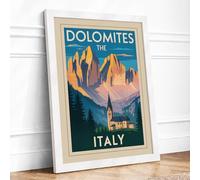 Postcard from the Dolomites Vintage Framed Wall Art Print A2 White
