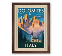 Postcard from the Dolomites Vintage Framed Wall Art Print A4 (29.7×21cm) Walnut, Wall Decor for Living Room, Bedroom, Office & Home, Ready to Hang, Art Gift