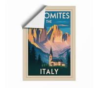 Postcard from the Dolomites Vintage Unframed Wall Art Print A1 (84.1×59.4cm), Wall Decor for Living Room, Bedroom, Office & Home, Art Gift
