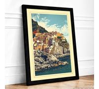 Postcard from the Mediterranean Vintage Framed Wall Art Print A3 (42×29.7cm) Black, Wall Decor for Living Room, Bedroom, Office & Home, Ready to Hang, Art Gift
