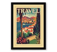 Postcard from the Mediterranean Vintage Framed Wall Art Print A3 (42×29.7cm) Black, Wall Decor for Living Room, Bedroom, Office & Home, Ready to Hang, Art Gift