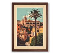 Postcard from the Mediterranean Vintage Framed Wall Art Print A3 (42×29.7cm) Walnut, Wall Decor for Living Room, Bedroom, Office & Home, Ready to Hang, Art Gift