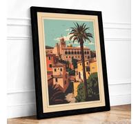 Postcard from the Mediterranean Vintage Framed Wall Art Print A4 (29.7×21cm) Black, Wall Decor for Living Room, Bedroom, Office & Home, Ready to Hang, Art Gift