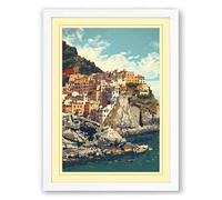 Postcard from the Mediterranean Vintage Framed Wall Art Print A4 (29.7×21cm) White, Wall Decor for Living Room, Bedroom, Office & Home, Ready to Hang, Art Gift