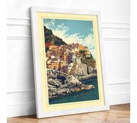 Postcard from the Mediterranean Vintage Framed Wall Art Print A4 White